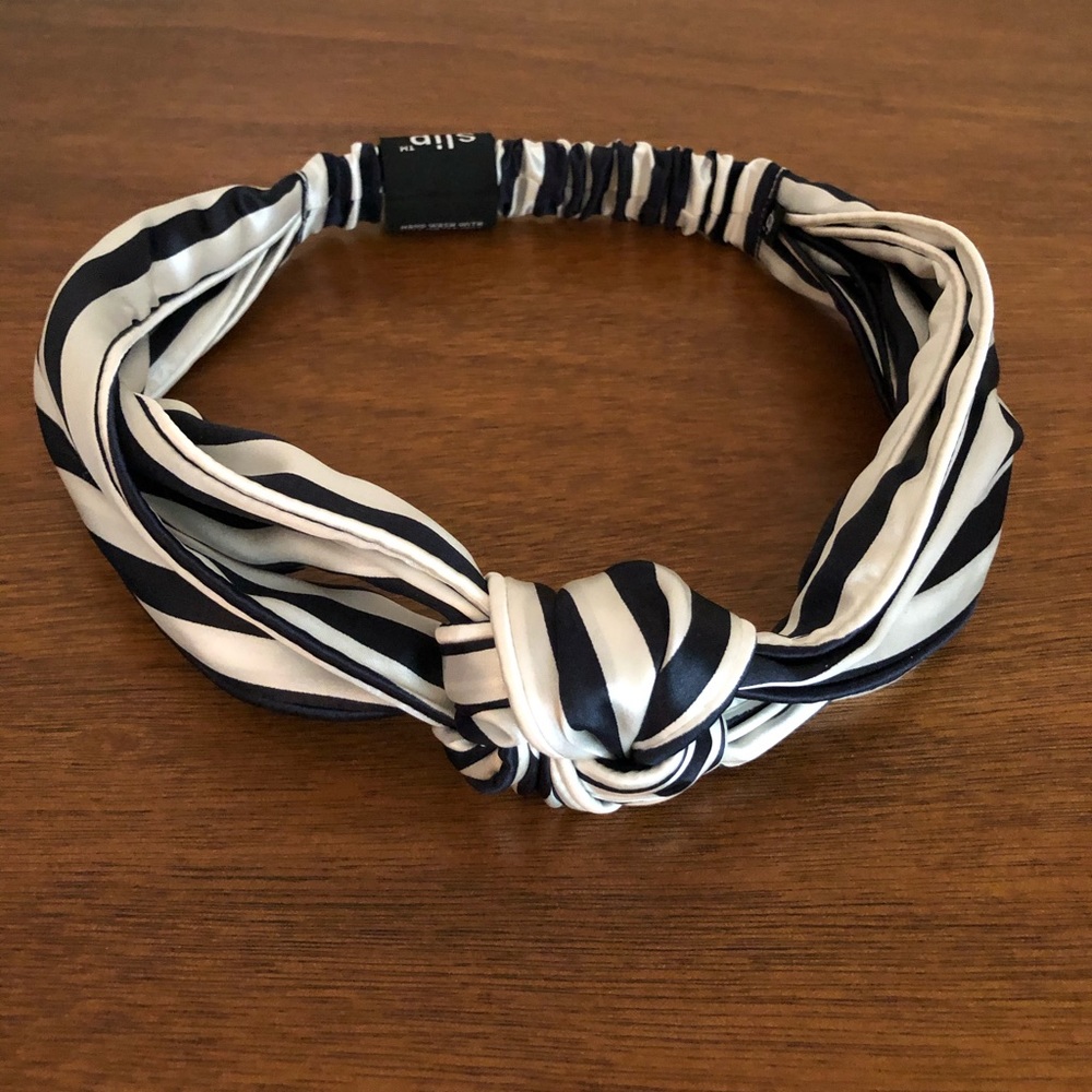 SLIP - Silk Headband - Blue & White Striped